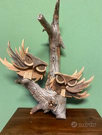 Gufi in legno da appendere