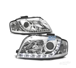FARI AUDI A3 8P 03-08 LUCE DIURNA A LED FONDO CROM
