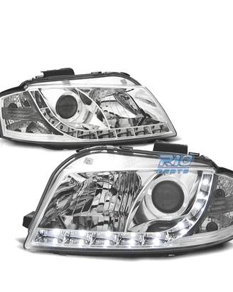 FARI AUDI A3 8P 03-08 LUCE DIURNA A LED FONDO CROM