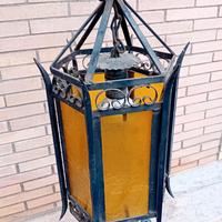 Lampadario a lanterna con forma esagonale in ferro