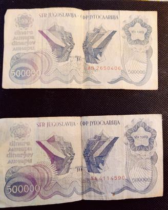 Bancanota Yugoslavia 500000