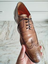 Scarpe Santoni Derby Brogue "Fatto a Mano" in pell