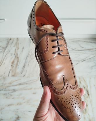 Scarpe Santoni Derby Brogue "Fatto a Mano" in pell