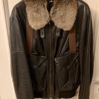 BOMBER AVIATORE IN PELLE FERRÈ ORIGINALE E LAPIN