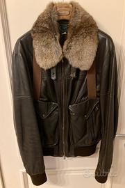 BOMBER AVIATORE IN PELLE FERRÈ ORIGINALE E LAPIN
