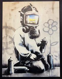 Quadro Banksy "Il ragazzo della maschera antigas"