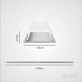 PROFILO ALLUMINIO 2M PER STRISCE LED ,BARRA ALLUMI