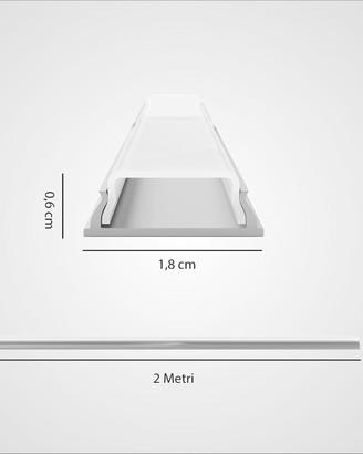 PROFILO ALLUMINIO 2M PER STRISCE LED ,BARRA ALLUMI