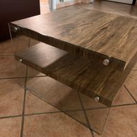 Tavolino da salotto effetto legno e vetro