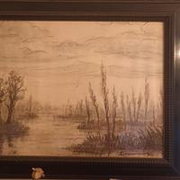 Quadro Paesaggio Lacustre di Licurgo Sommariva