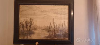 Quadro Paesaggio Lacustre di Licurgo Sommariva