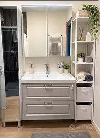 Mobile con lavabo,specchio contenitore e colonna