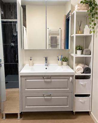Mobile con lavabo,specchio contenitore e colonna