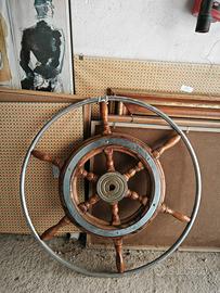 ruote timone epoca + acciao legno, ancora, bussola