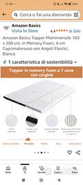 Topper  Memory Foam 160x200 - Amazon Basics 