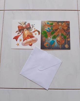 Biglietto Natalizio Diamond Painting Fiocco Oro