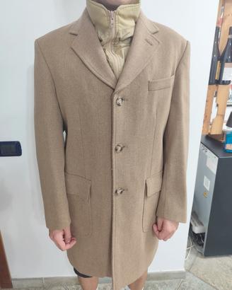 Cappotto uomo beige con pettorina estraibile 