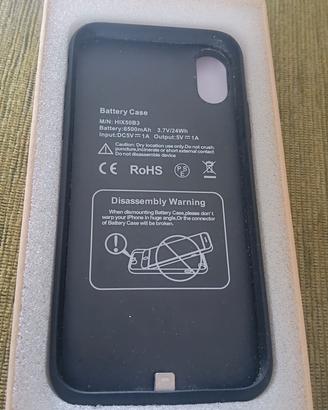 Cover Batteria iPhone X XS iPosible 6500mAh Nera 