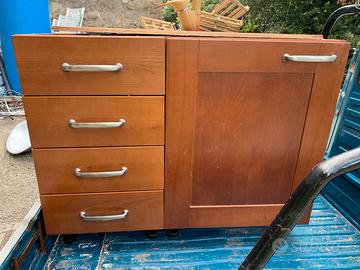 mobile cucina -lavello inox e cassettiera