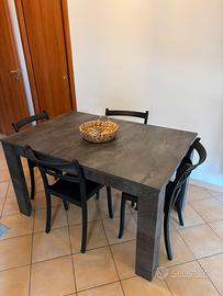 Tavolo in legno e 4 sedie in polipropilene