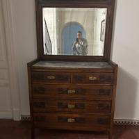 Cassettiera/Comó in stile liberty con specchio