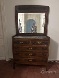 Cassettiera/Comó in stile liberty con specchio