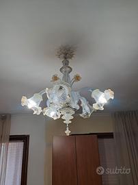 Lampadario vetro Murano cinque luci
