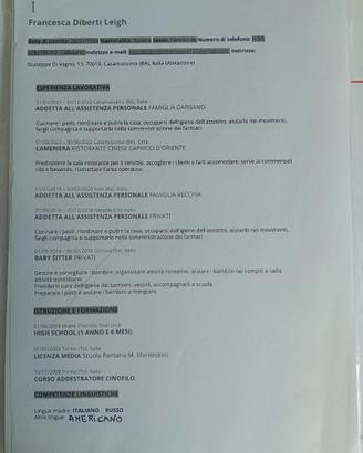 Pulizie domestiche oh badante part time