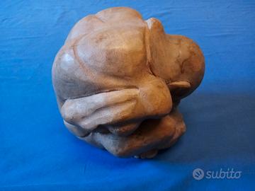 Scultura in legno esotico Buddha, vintage