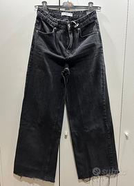 Pull & Bear - Jeans a Gamba Larga Donna Nero, IT 4