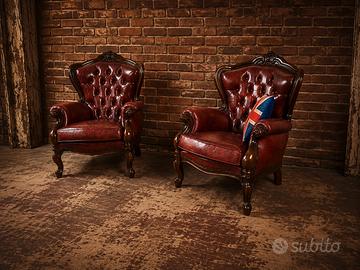 Coppia poltrone Chester Chesterfield in cuoio 