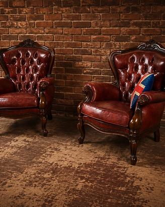 Coppia poltrone Chester Chesterfield in cuoio 