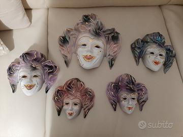 set 5 maschere    veneziane  decorative 