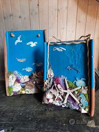 Coppia di Tegole Decorative Artigianali a Tema Mar