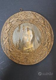 Quadretto miniatura tonda Madonna 18 cm arg 925