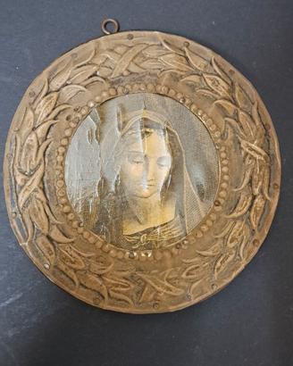 Quadretto miniatura tonda Madonna 18 cm arg 925