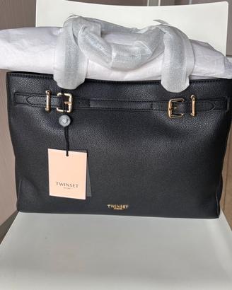 Borsa shopper Twinset nera con fibbie