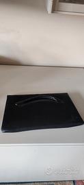Borsa cartella maxi clutch pelle nera manico