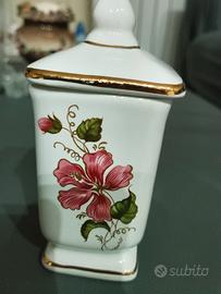 Barattolo porcellana con fiori