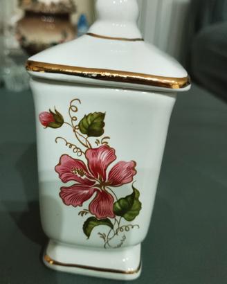 Barattolo porcellana con fiori