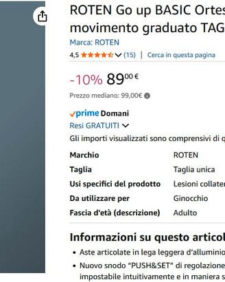 Tutore ortopedico post operatorio lca/lcm