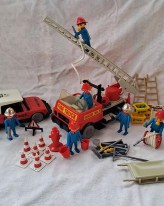 playmobil 3156 3216 pompieri camion e auto vintage