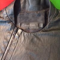 Giacchino aderente in pelle nera Calvin Klein