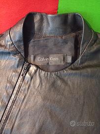 Giacchino aderente in pelle nera Calvin Klein