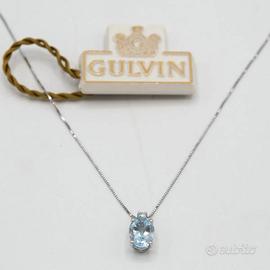Collana oro bianco 18 kt ,acqua marina e.120