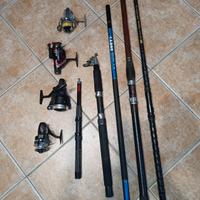 Lotto Attrezzatura Pesca Completo  Canne Mulinelli