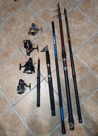 Lotto Attrezzatura Pesca Completo  Canne Mulinelli
