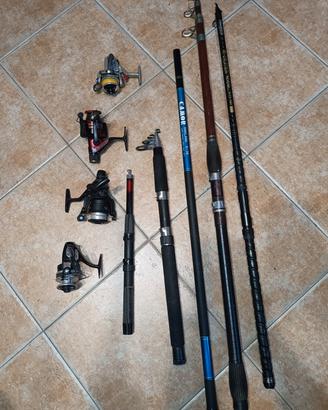 Lotto Attrezzatura Pesca Completo  Canne Mulinelli