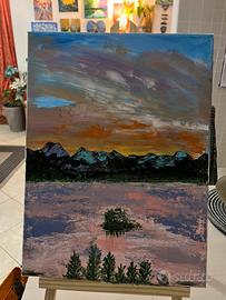 Quadro su tela – Paesaggio dipinto a mano