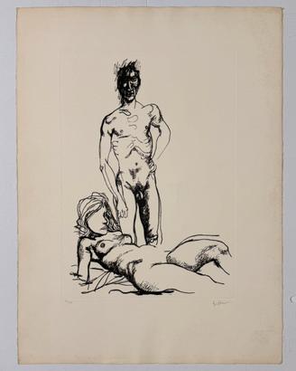 Quadro Incisione Renato Guttuso 50x70cm “nudo”